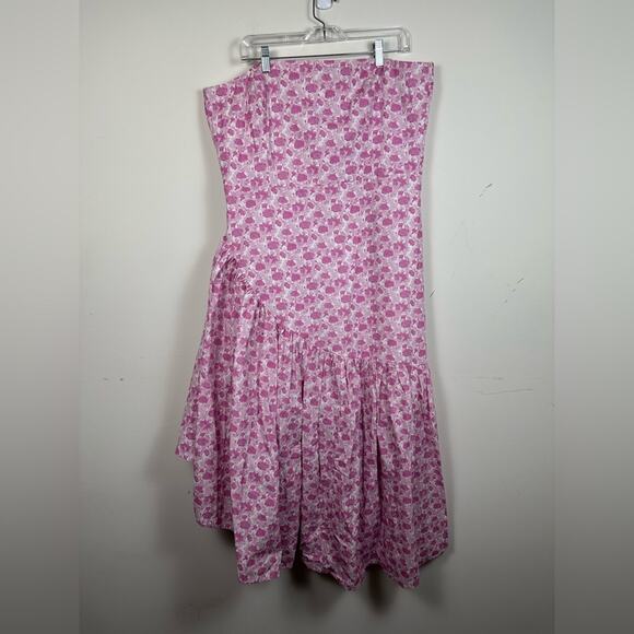 HYACINTH HOUSE. Pink and White Floral Ruffle Hem Camellia Dress XXL NWOT - Picture 3 of 8